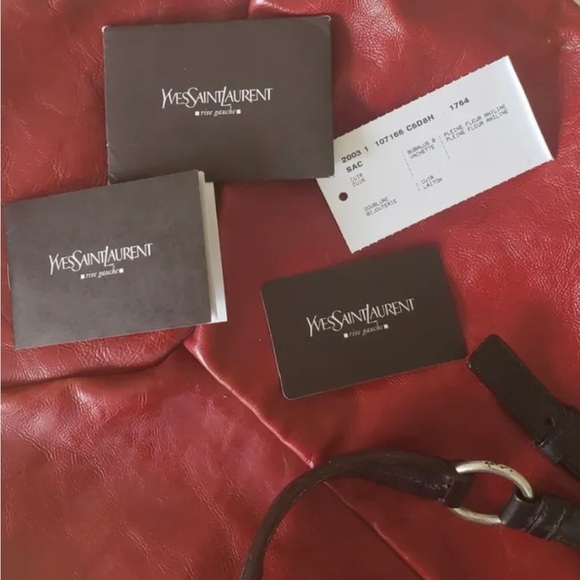 VINTAGE Yves Saint Laurent Red Leather Hand Bag with Silver-Toned Hardware - Picture 5 of 16